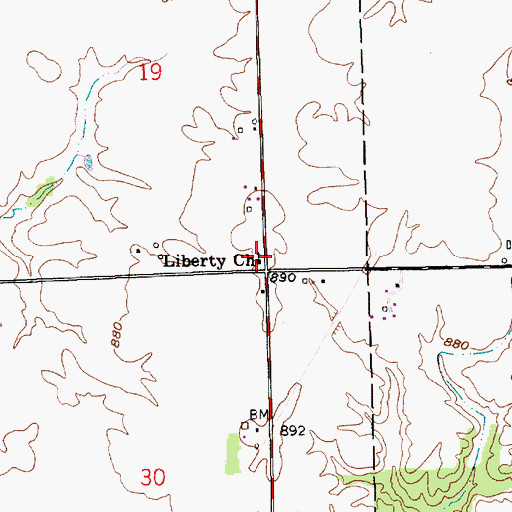 Topographic Map of Liberty Church, IN