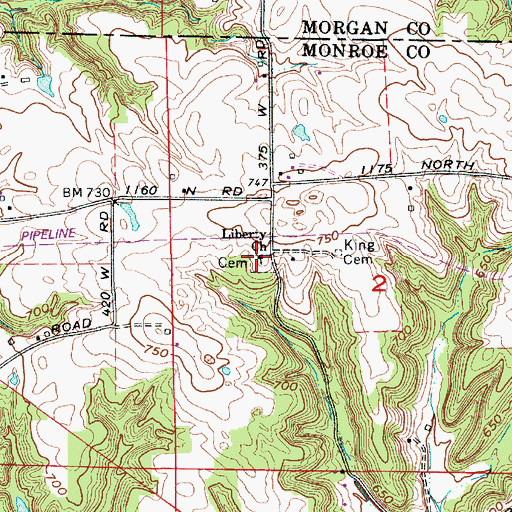 Topographic Map of Liberty Church, IN