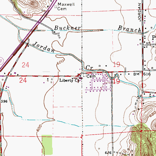 Topographic Map of Liberty Church, IN