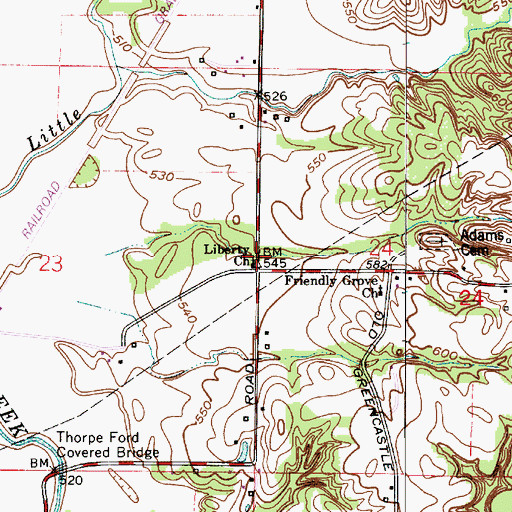 Topographic Map of Liberty Church, IN