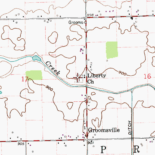 Topographic Map of Liberty Church, IN