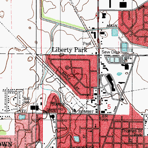 Topographic Map of Liberty Park, IN
