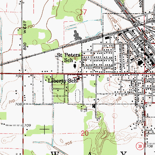 Topographic Map of Liberty Elementary School, IN