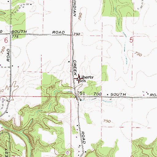 Topographic Map of Liberty School, IN