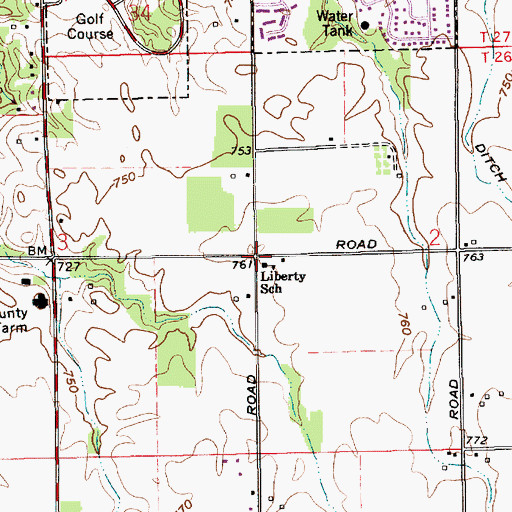 Topographic Map of Liberty School, IN