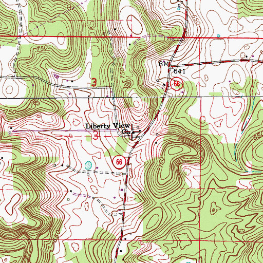 Topographic Map of Liberty View Church, IN