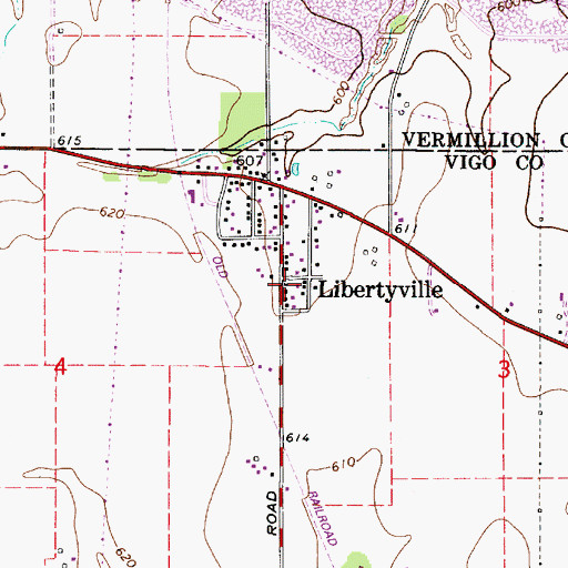 Topographic Map of Libertyville, IN