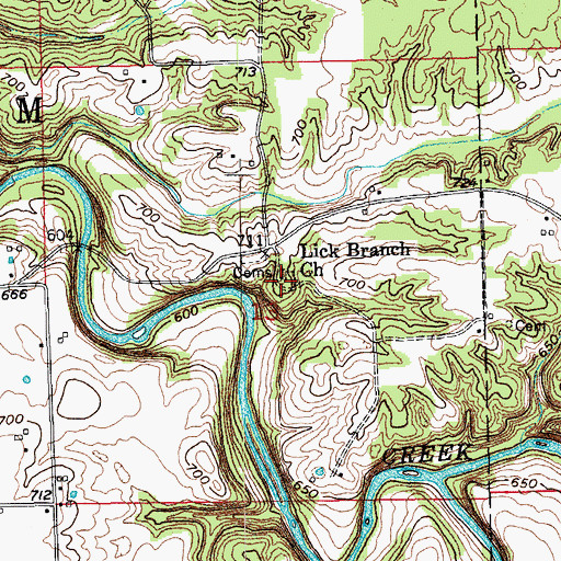 Topographic Map of Lick Branch Church, IN