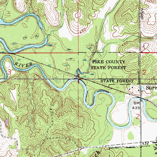 Topographic Map of Lick Creek, IN