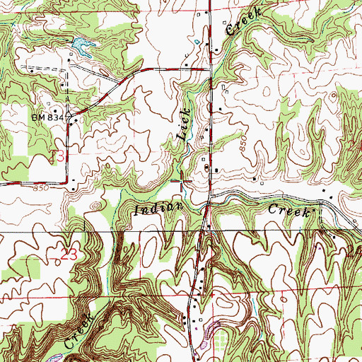 Topographic Map of Lick Creek, IN
