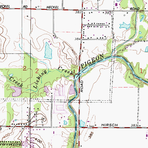 Topographic Map of Licking Creek, IN
