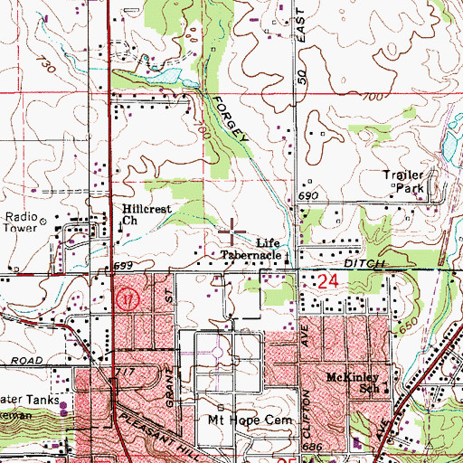 Topographic Map of Life Tabernacle, IN