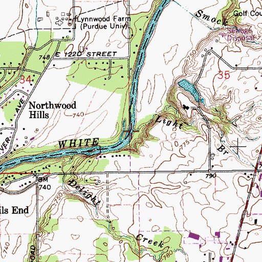 Topographic Map of Light Branch, IN