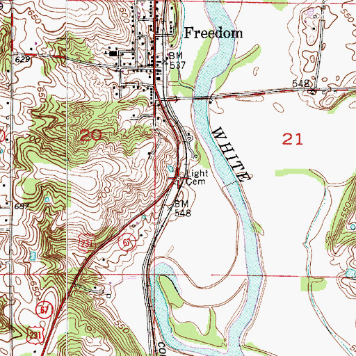 Topographic Map of Light Cemetery, IN