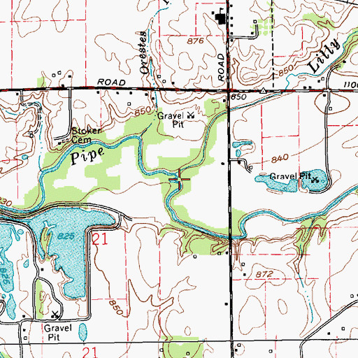 Topographic Map of Lilly Creek, IN