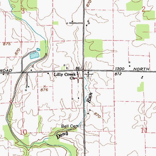 Topographic Map of Lilly Creek Church, IN