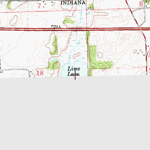 Topographic Map of Lime Lake, IN