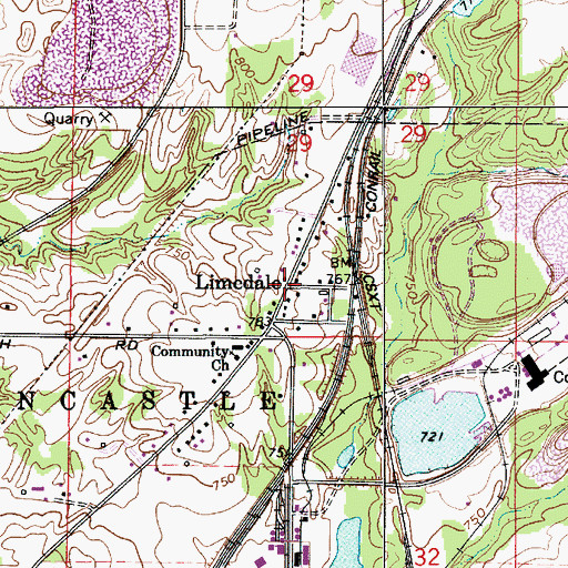 Topographic Map of Limedale, IN