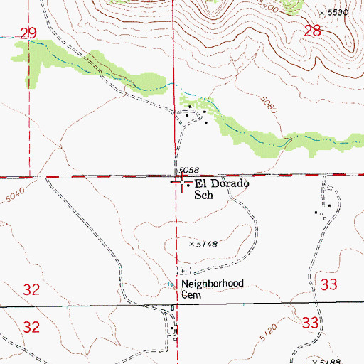 Topographic Map of El Dorado School, AZ