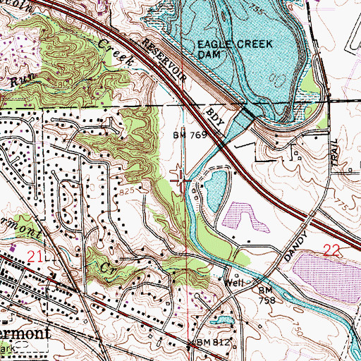 Topographic Map of Lincoln Creek, IN
