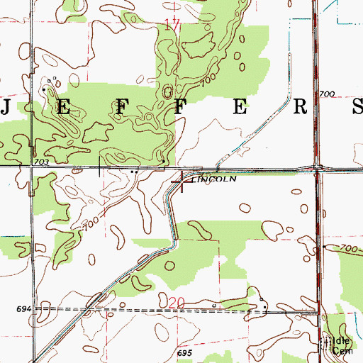 Topographic Map of Lincoln Ditch, IN