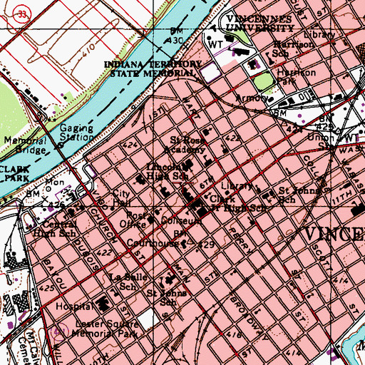 Topographic Map of Lincoln High School, IN