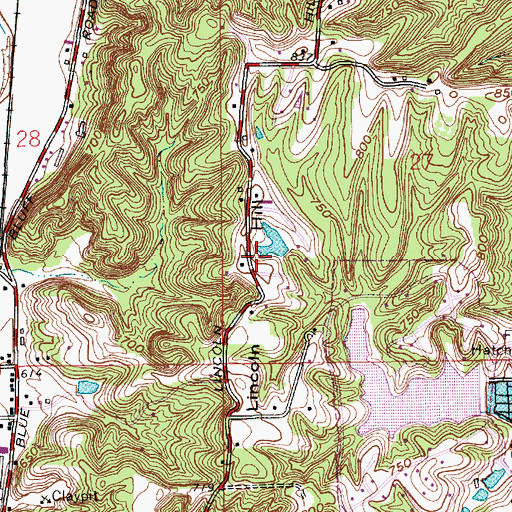 Topographic Map of Lincoln Hill, IN