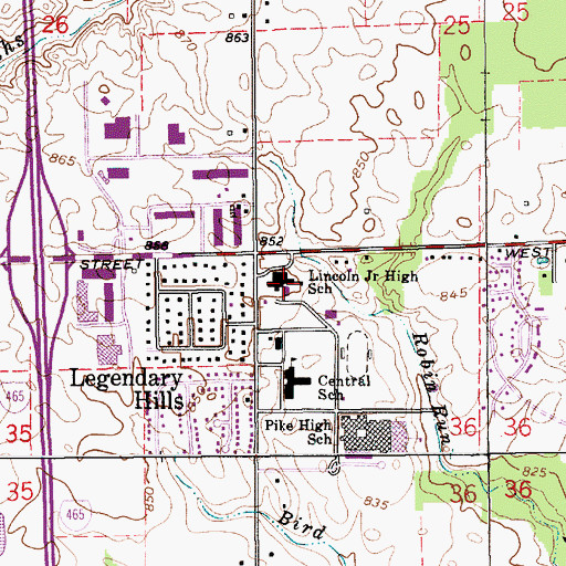 Topographic Map of Lincoln Junior High School, IN