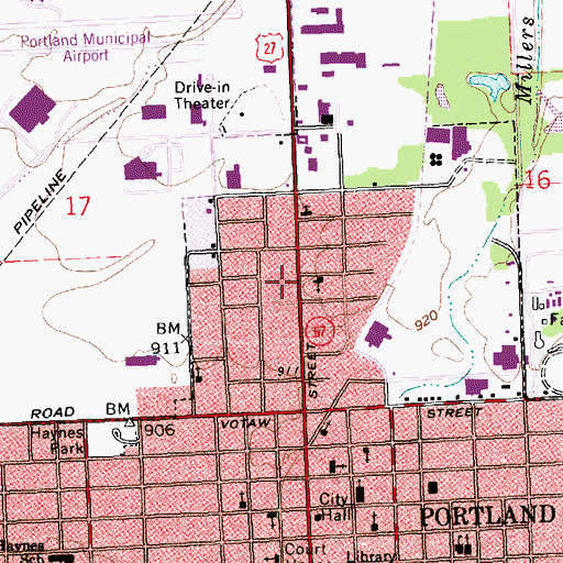 Topographic Map of Lincoln School, IN