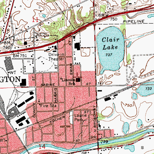 Topographic Map of Lincoln Elementary School, IN