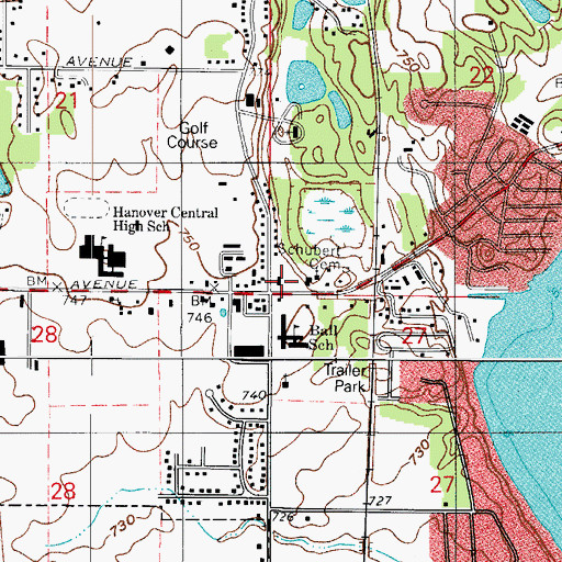 Topographic Map of Lincoln School, IN