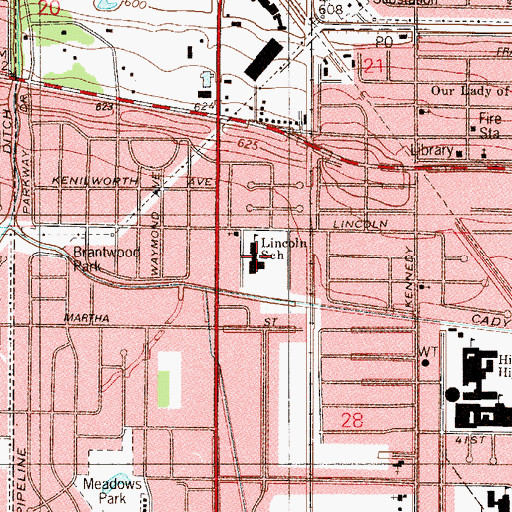 Topographic Map of Lincoln School, IN