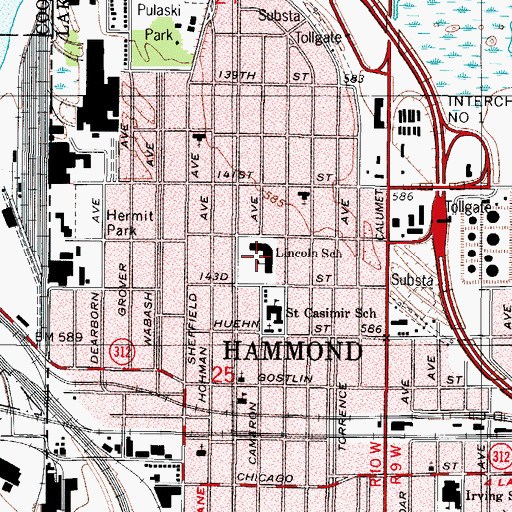 Topographic Map of Abraham Lincoln Elementary School, IN