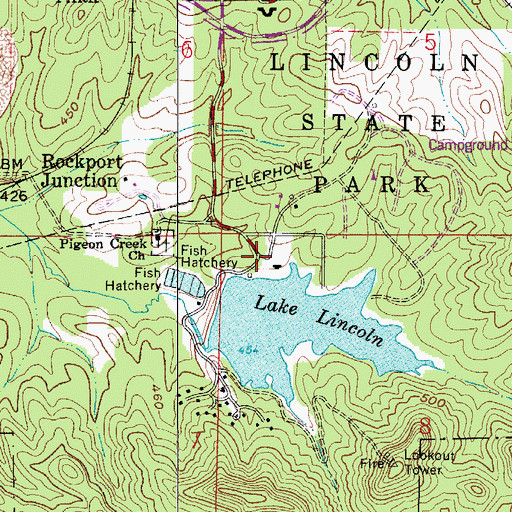 Topographic Map of Lincoln State Park, IN