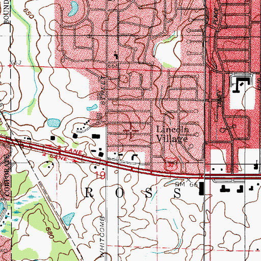 Topographic Map of Lincoln Village, IN