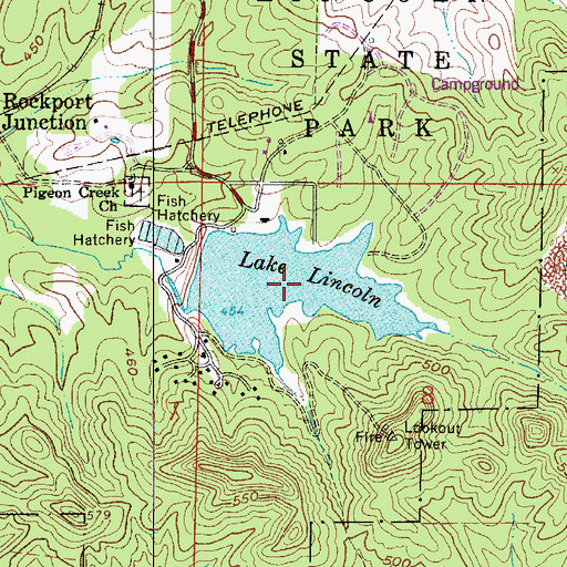 Topographic Map of Lake Lincoln, IN