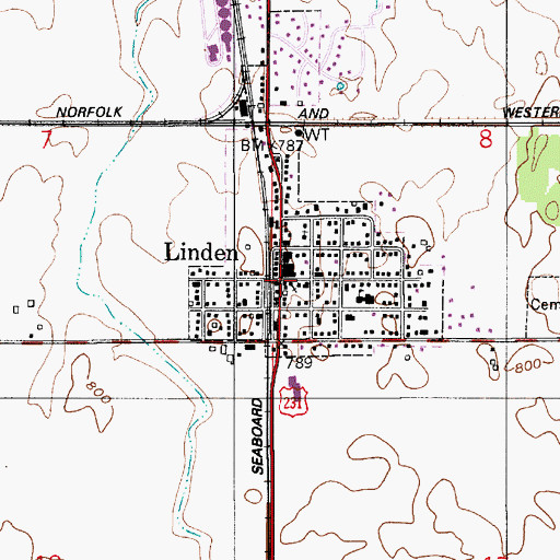 Topographic Map of Linden, IN