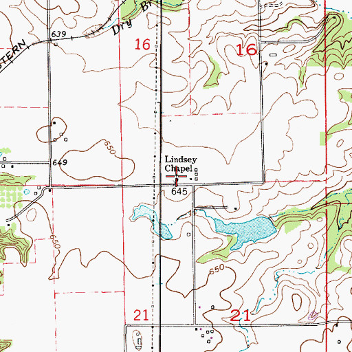 Topographic Map of Lindsey Chapel, IN