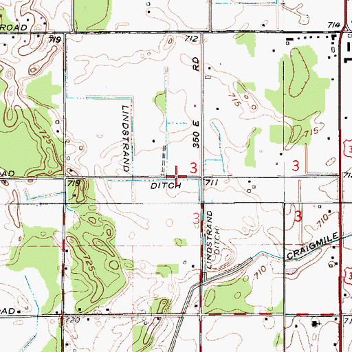 Topographic Map of Lindstrand Ditch, IN