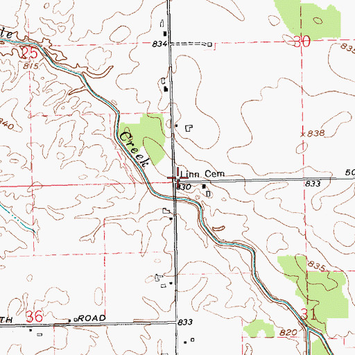 Topographic Map of Linn Cemetery, IN