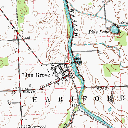 Topographic Map of Linn Grove, IN