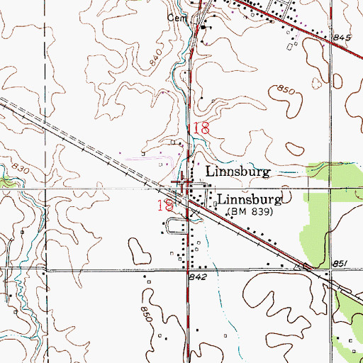 Topographic Map of Linnsburg, IN