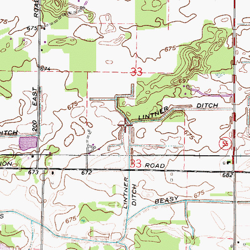 Topographic Map of Lintner Ditch, IN