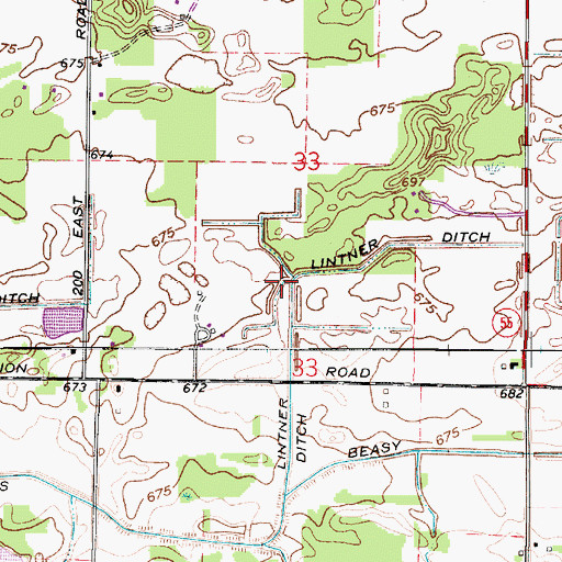 Topographic Map of Lintner Ditch, IN