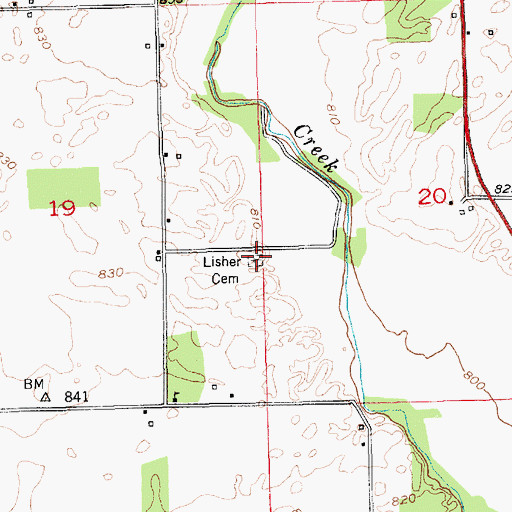 Topographic Map of Lisher Cemetery, IN