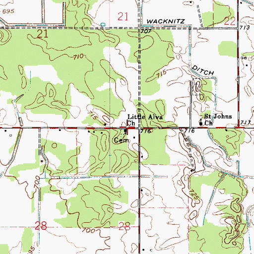 Topographic Map of Little Alva Church, IN