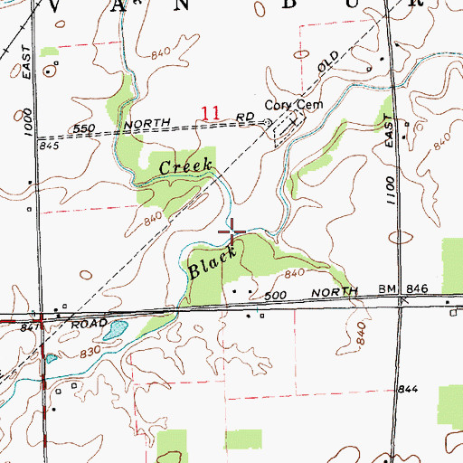 Topographic Map of Little Black Creek, IN