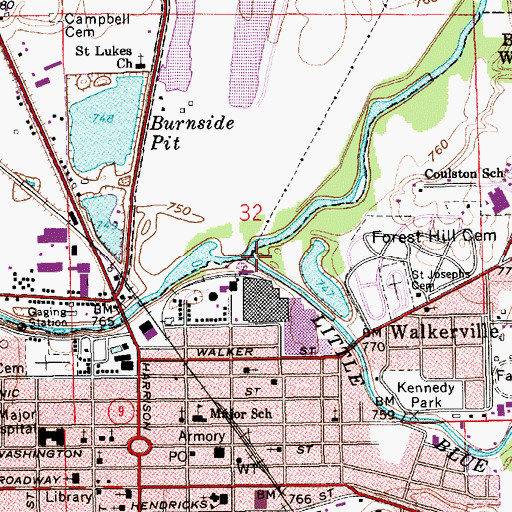 Topographic Map of Little Blue River, IN