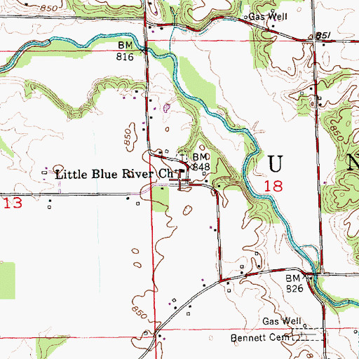Topographic Map of Little Blue River Church, IN