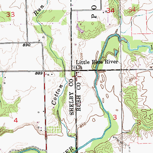 Topographic Map of Little Blue River Church, IN